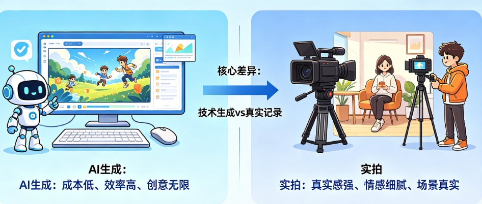 AI宣传片能取代实拍吗?揭秘两者的核心差异与各自优劣势