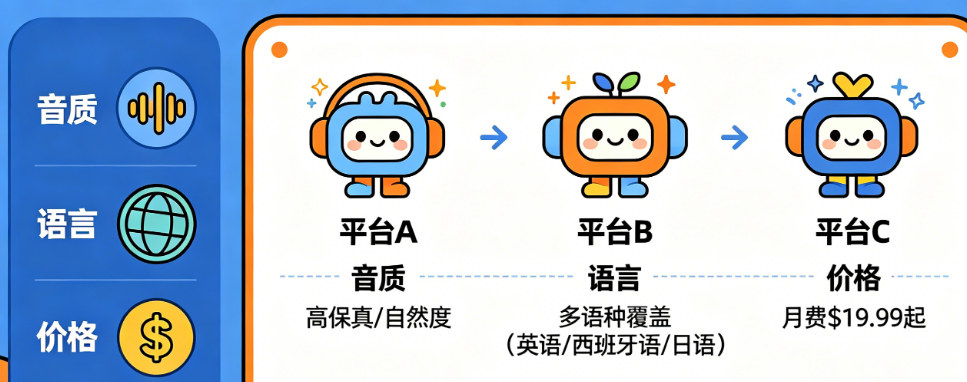 国外AI配音平台哪个好?音质、语言、价格怎么比?