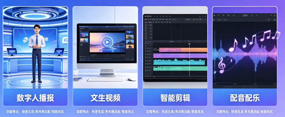 彻底搞懂AI宣传片工具有哪些!数字人播报+文生视频+智能剪辑+配音配乐全解析