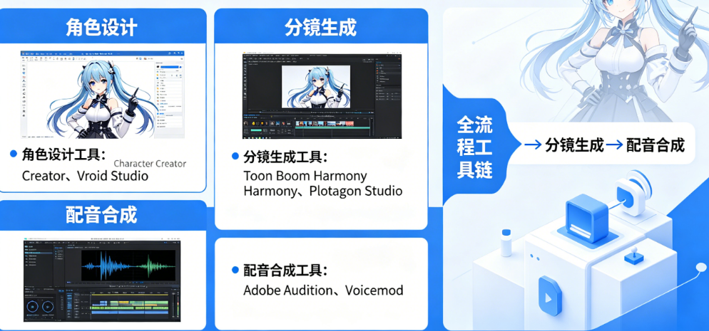 AI漫剧制作工具有哪些?从角色设计、分镜生成到配音合成的全流程工具链盘点