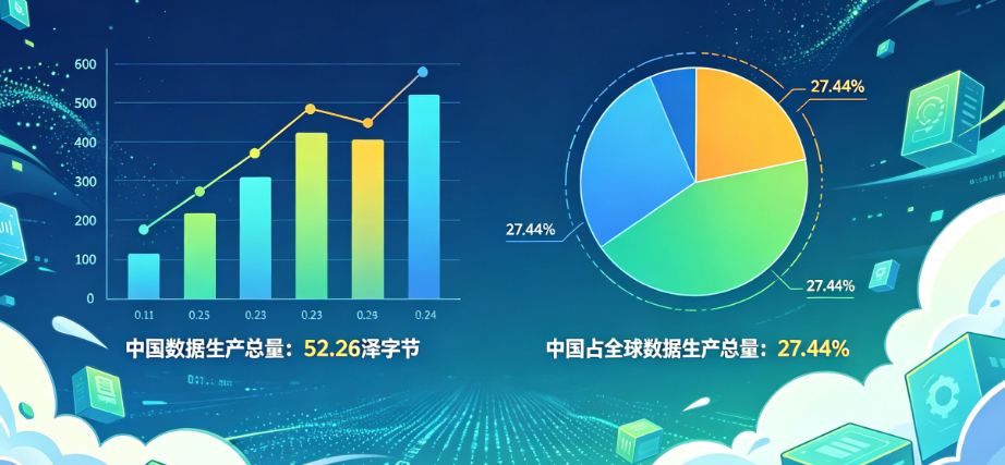 2025年我国数据生产总量达52.26泽字节，占全球27.44%