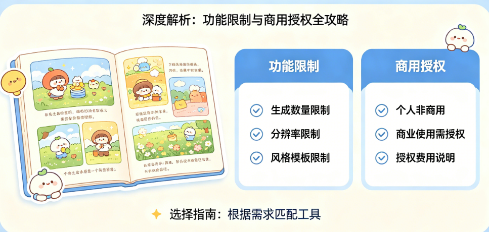 免费AI绘本生成器别只看“免费”！从功能限制到商用授权的完整推荐指南