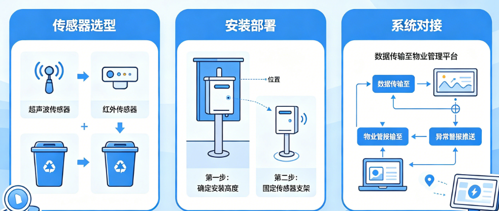 物业保洁别靠“眼看”!从传感器选型、安装部署到系统对接，垃圾桶满溢检测器落地指南