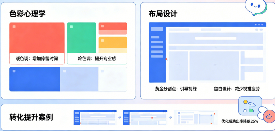 网站跳出率太高?揭秘色彩与布局如何通过视觉心理学留住用户、提升转化
