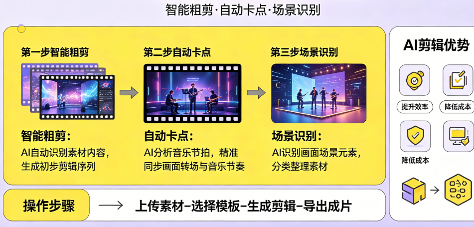 AI怎么做后期剪辑?智能粗剪、自动卡点、场景识别全流程清单