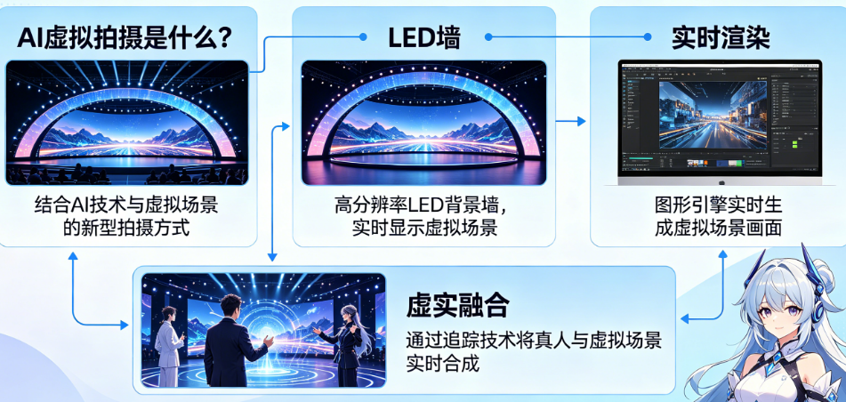 AI虚拟拍摄是什么?LED墙、实时渲染、虚实融合怎么实现?
