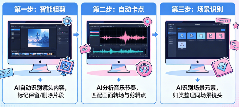 AI怎么做后期剪辑?智能粗剪、自动卡点、场景识别全流程清单