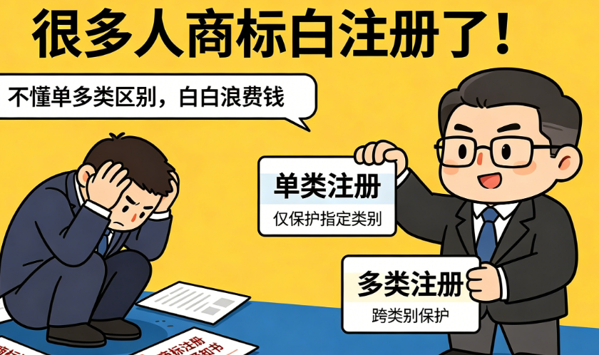 很多人商标白注册了!不懂单多类区别，白白浪费钱