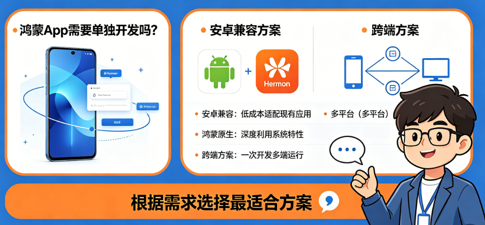 鸿蒙App需要单独开发吗?安卓兼容、鸿蒙原生、跨端方案怎么选?