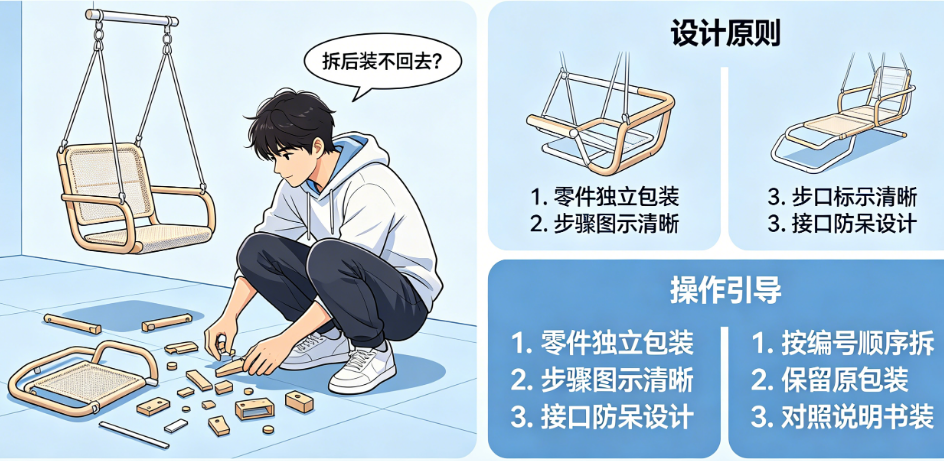 用户拆吊椅装不回去？揭秘模块化包装的设计原则与操作引导技巧