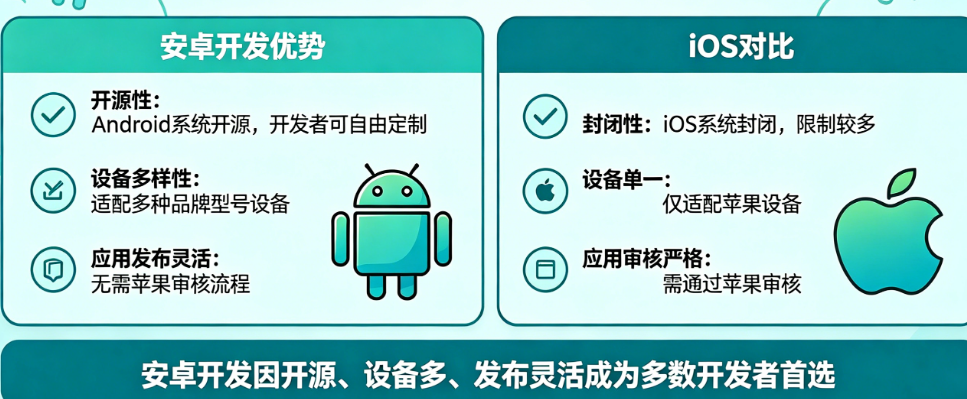 为什么多数开发者首选安卓开发?对比iOS的核心优势盘点