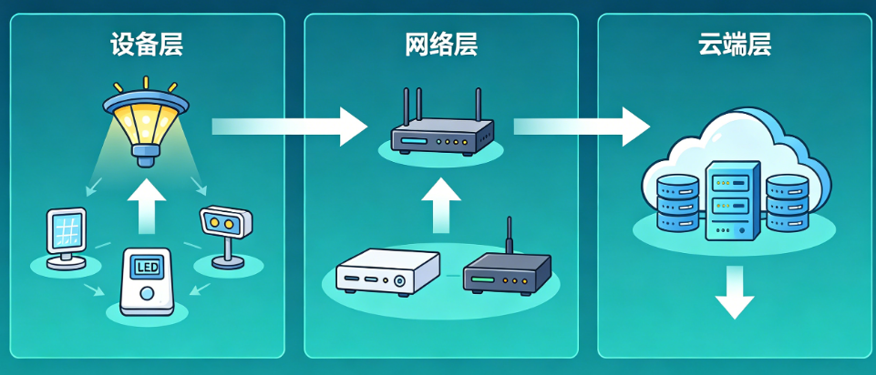 从设备到云端：数字多媒体亮化无线管控系统的三层架构与数据流转设计