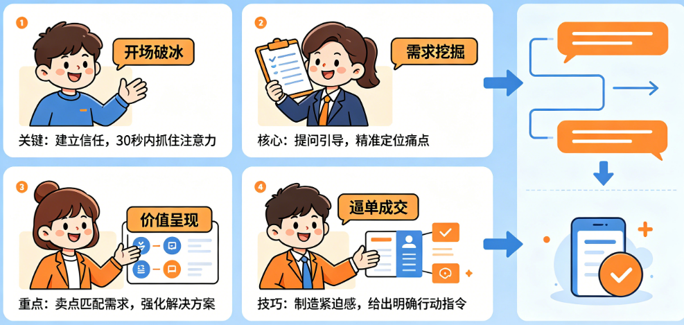 怎么讲产品用户才想买？从开场留人到逼单成交的话术底层逻辑拆解