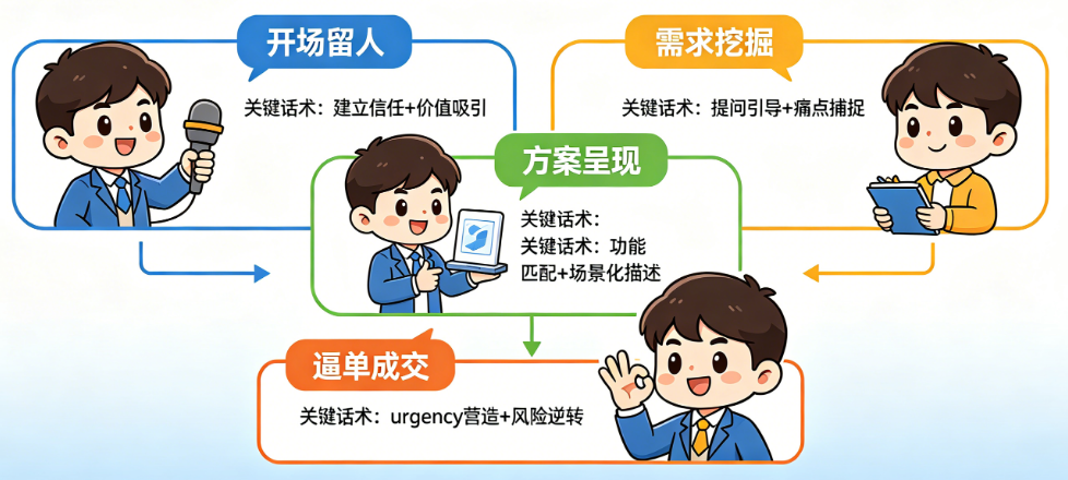 怎么讲产品用户才想买？从开场留人到逼单成交的话术底层逻辑拆解