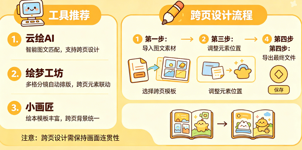 AI绘本排版工具有哪些?图文自动匹配、跨页设计怎么做?