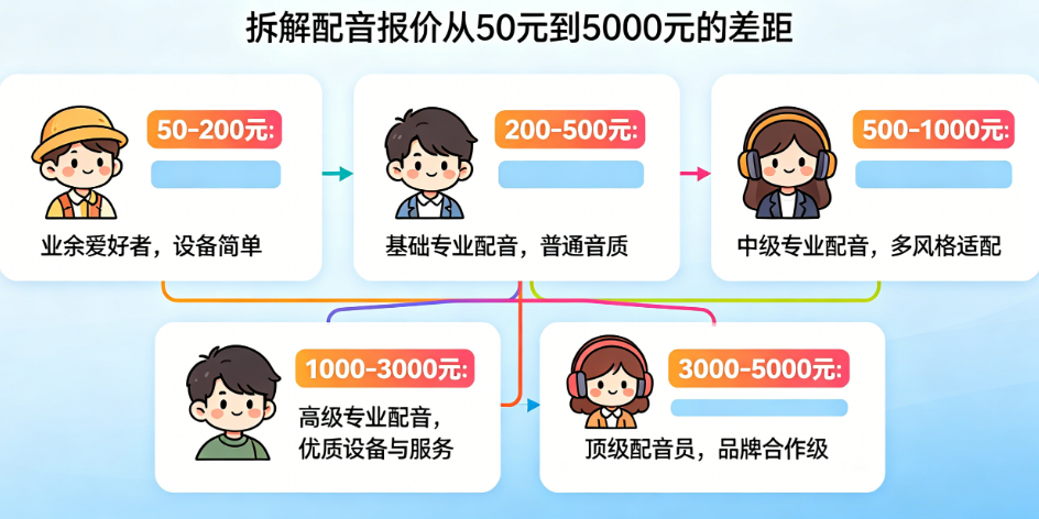 找人配音一段视频旁白要多少钱?拆解配音报价从50元到5000元的差距