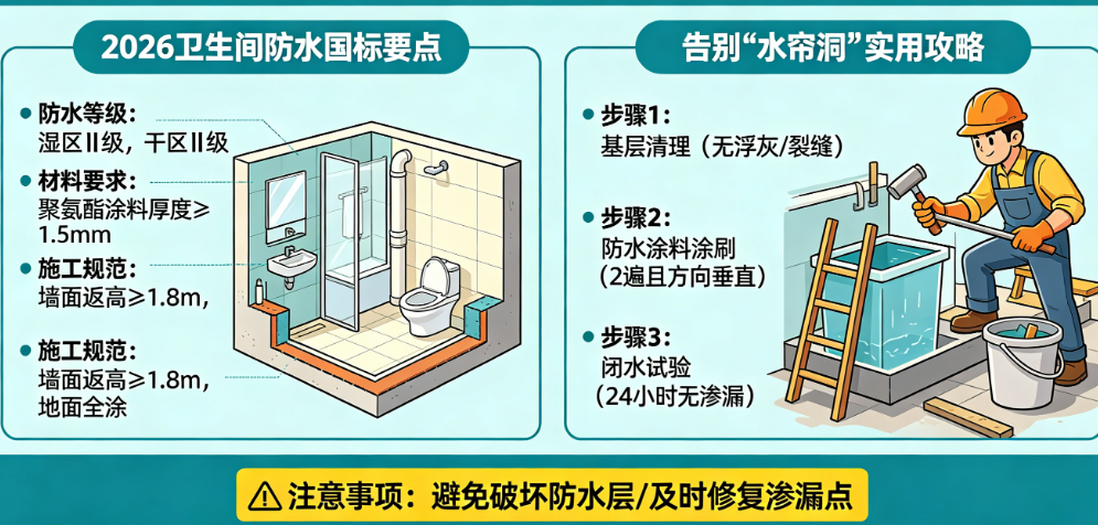 2026卫生间防水国标是什么?怎么告别“水帘洞”?
