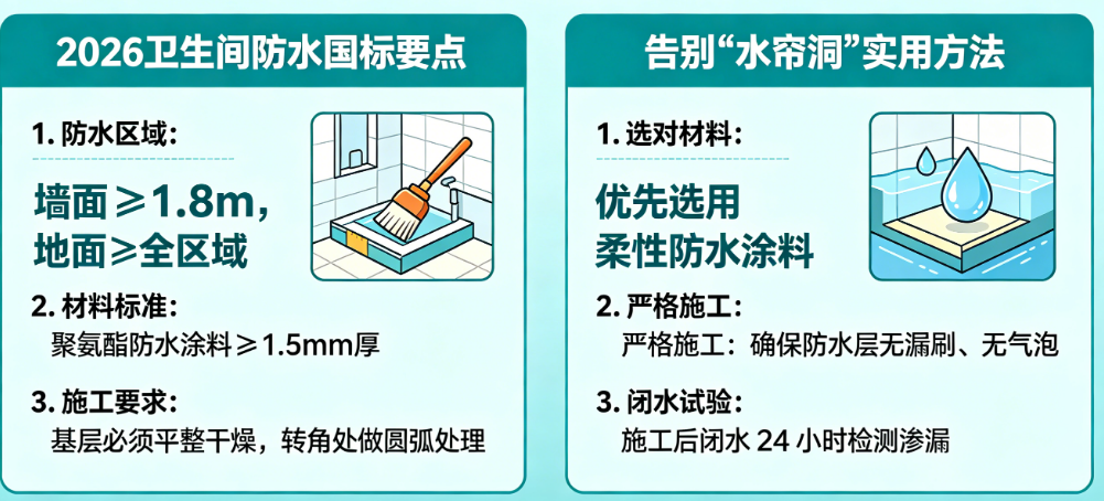 2026卫生间防水国标是什么?怎么告别“水帘洞”?