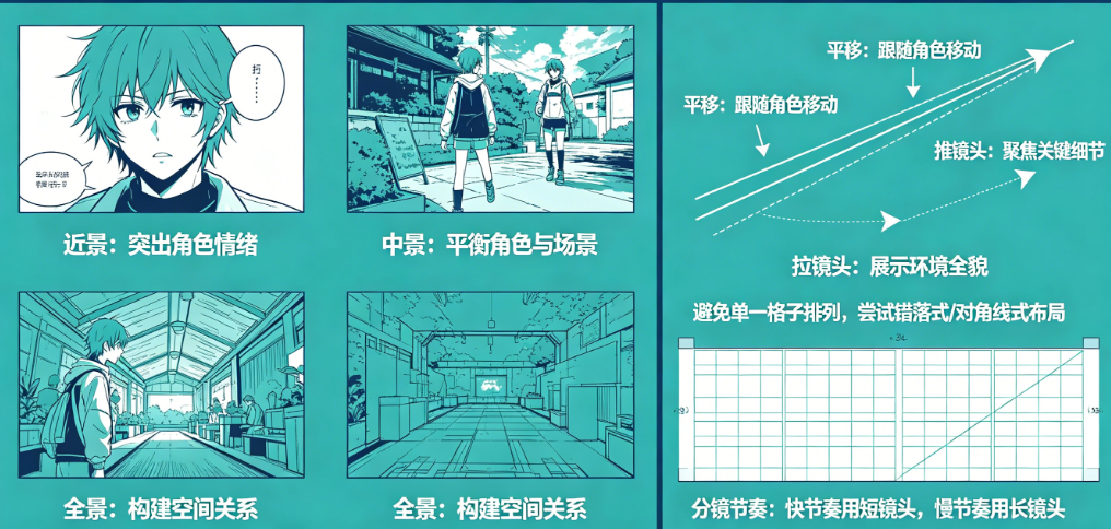 AI漫剧分镜别只懂“格子排列”!从景别选择到镜头运动的完整设计指南