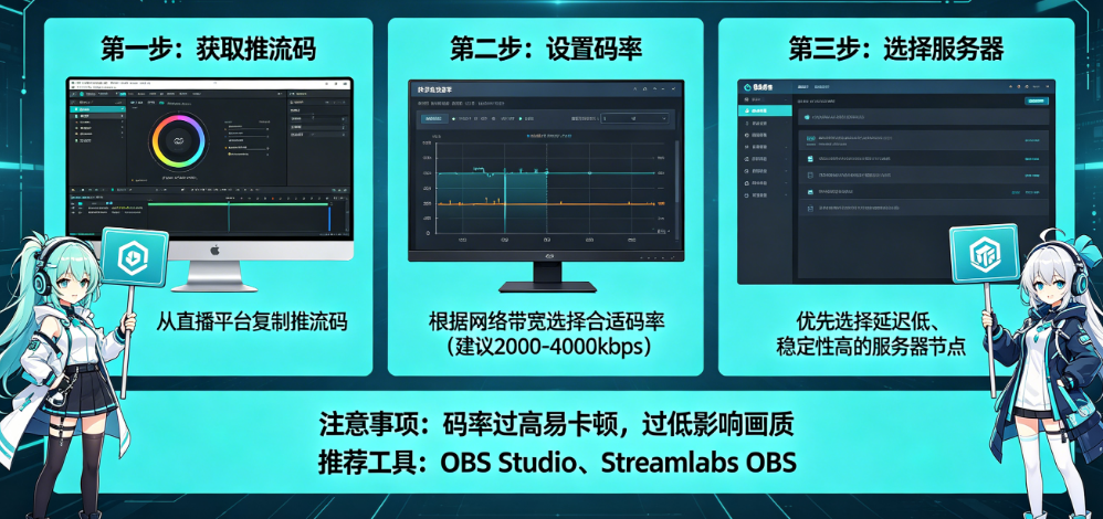 直播推流怎么调试?推流码、码率、服务器如何设置?——稳定推流全指南
