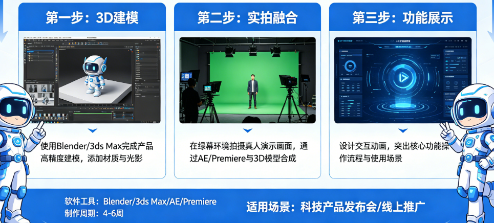 AI产品演示视频怎么做?3D建模、实拍融合、功能展示如何实现?