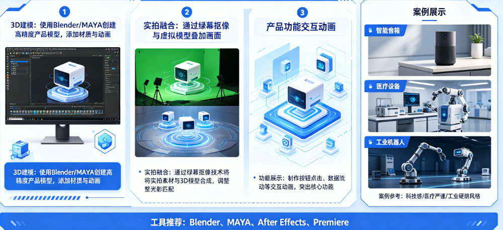 AI产品演示视频怎么做?3D建模、实拍融合、功能展示如何实现?