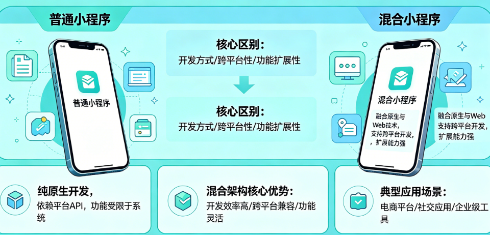 混合小程序和普通小程序有什么区别?揭秘混合架构的核心优势与应用场景