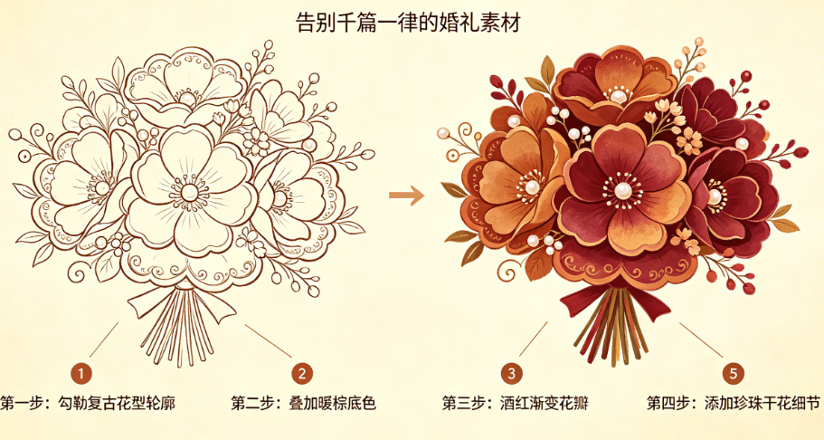婚礼素材千篇一律?揭秘小众复古手捧花的手绘技巧与风格打造