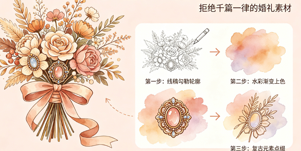 婚礼素材千篇一律?揭秘小众复古手捧花的手绘技巧与风格打造