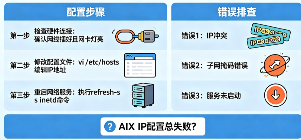 AIX IP配置总失败?揭秘配置步骤与常见错误排查方法