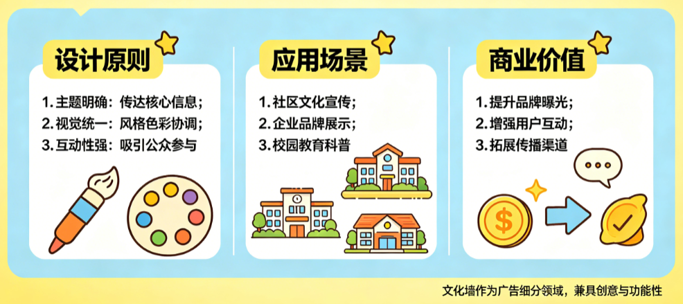 文化墙为什么是广告界的细分领域?设计原则、应用场景、商业价值是什么?