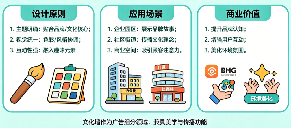 文化墙为什么是广告界的细分领域?设计原则、应用场景、商业价值是什么?