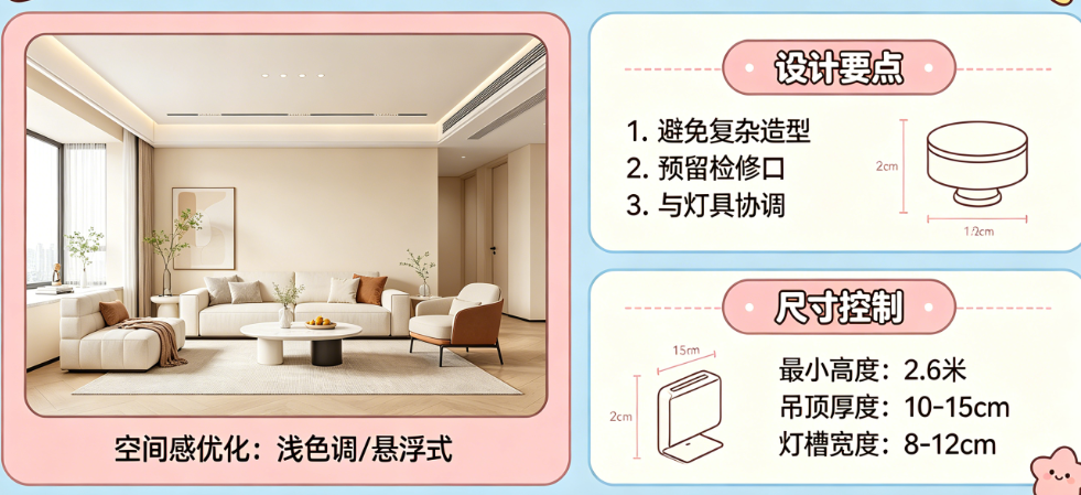 客厅小就不配做吊顶?揭秘小户型吊顶的设计要点与尺寸控制技巧