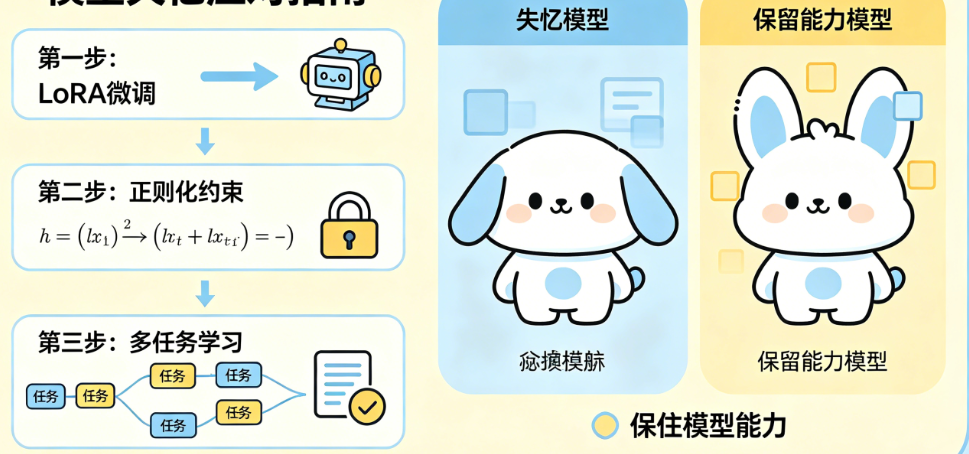 微调后模型“失忆”了怎么办?如何用LoRA+正则化+多任务学习保住模型能力?