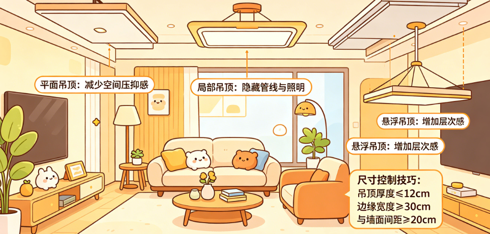 客厅小就不配做吊顶?揭秘小户型吊顶的设计要点与尺寸控制技巧