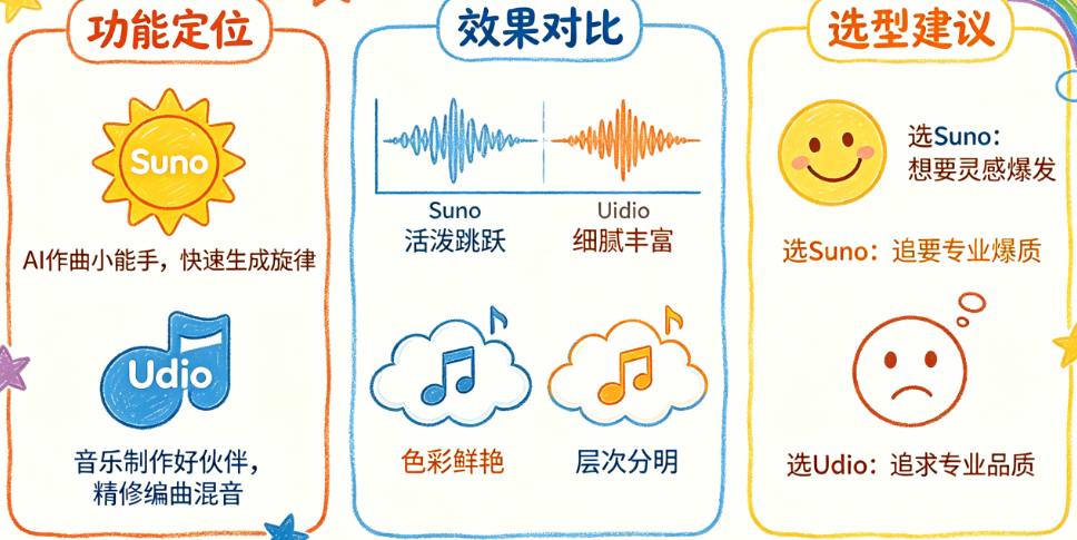 找到你的AI音乐创作搭档：Suno与Udio的功能定位、效果对比与选型建议
