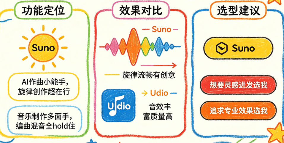 找到你的AI音乐创作搭档：Suno与Udio的功能定位、效果对比与选型建议