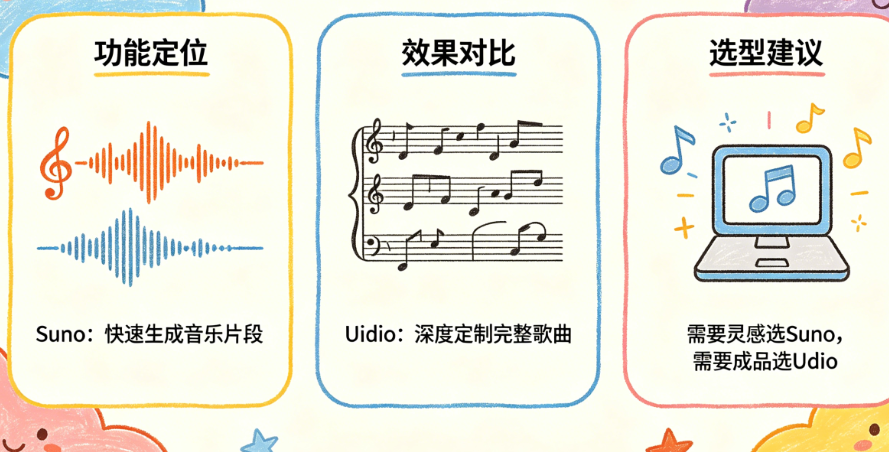 找到你的AI音乐创作搭档：Suno与Udio的功能定位、效果对比与选型建议