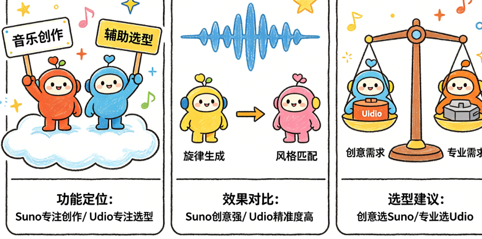 找到你的AI音乐创作搭档：Suno与Udio的功能定位、效果对比与选型建议