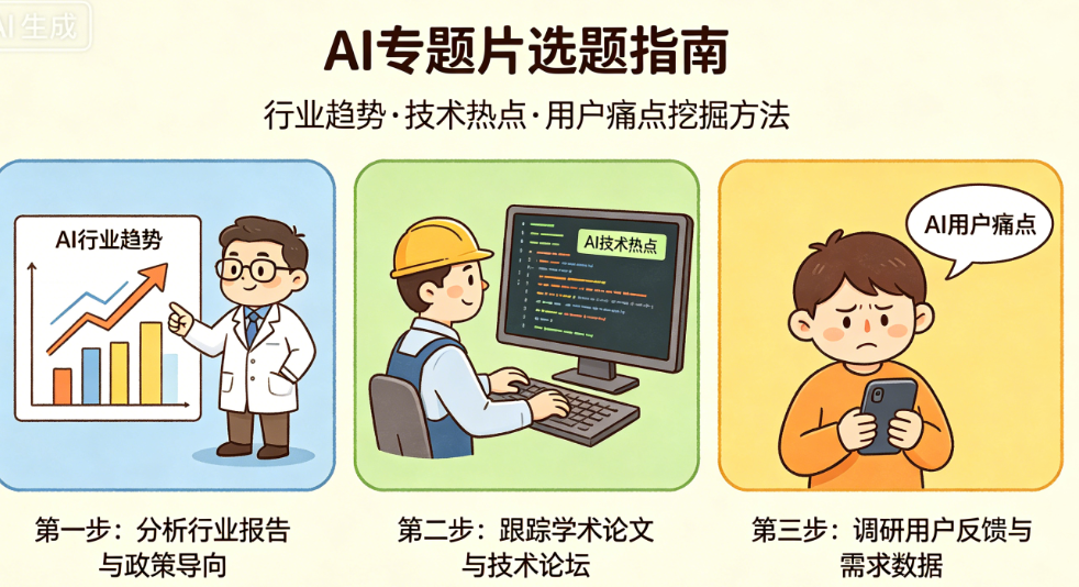 AI专题片怎么选题？行业趋势、技术热点、用户痛点如何挖掘？