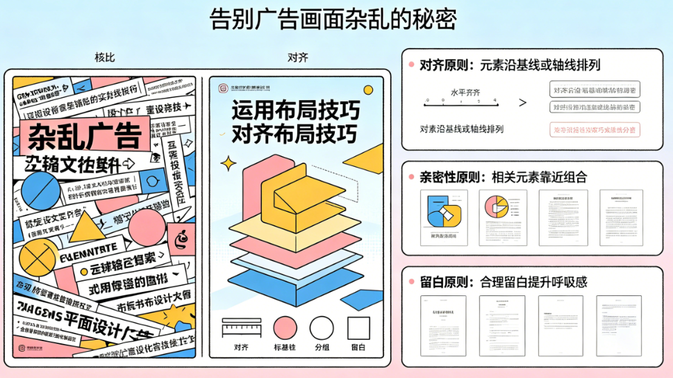广告画面总感觉“乱”?揭秘平面设计的核心布局技巧与构图法则