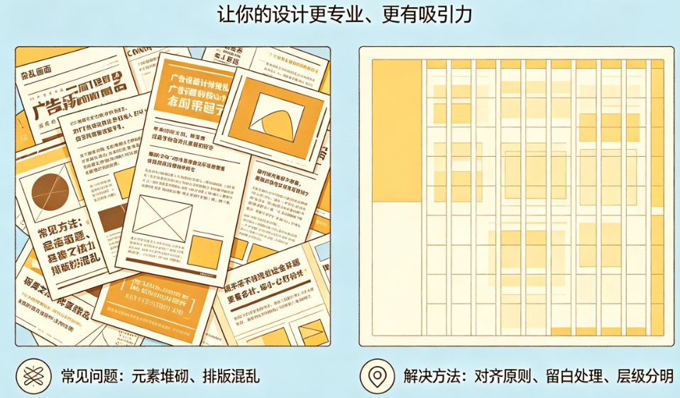 广告画面总感觉“乱”?揭秘平面设计的核心布局技巧与构图法则