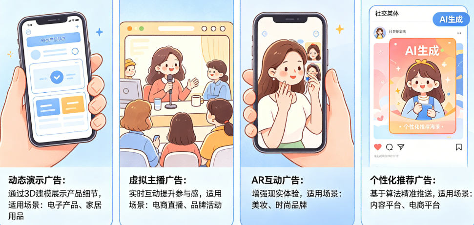 想做AI创意广告不知道哪种形式合适?揭秘主流AI广告形式的特点与适用场景