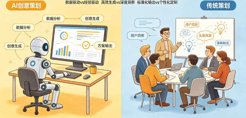 AI创意策划能取代传统策划吗?揭秘两者的核心差异与各自优劣势