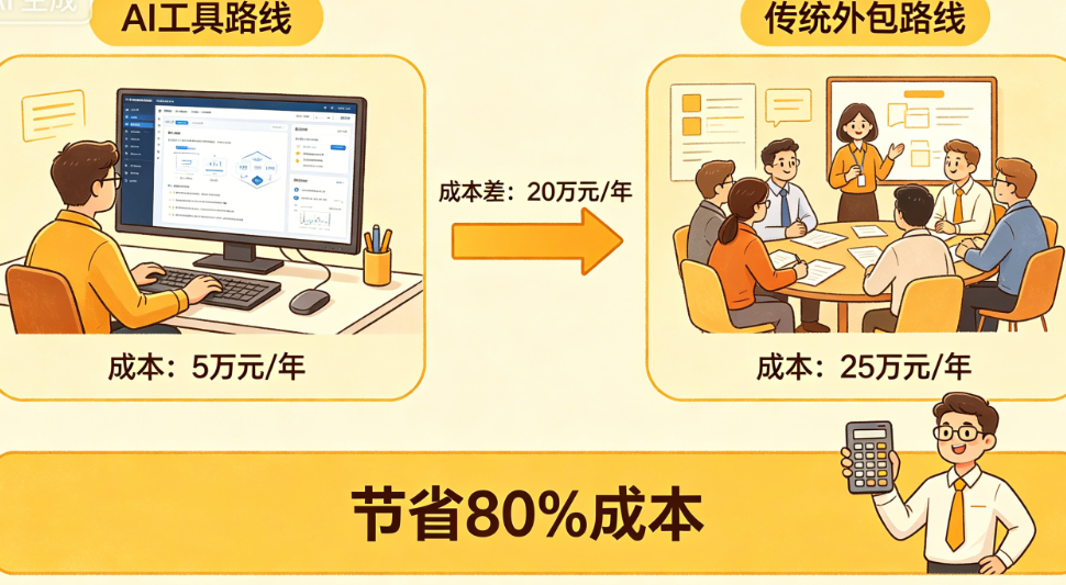 企业AI应用开发：AI工具路线vs传统外包，成本差多少?如何节省80%?