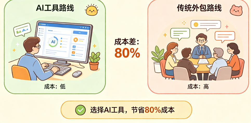 企业AI应用开发：AI工具路线vs传统外包，成本差多少?如何节省80%?