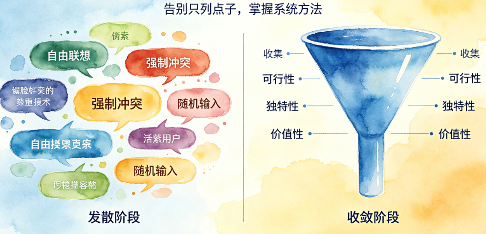 AI头脑风暴别只懂“列点子”!从发散到收敛的完整创意激荡方法