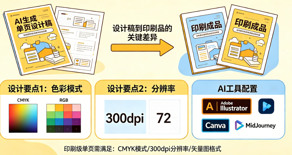 AI做的宣传单页能印刷吗?揭秘印刷级单页的设计要点与AI工具配置