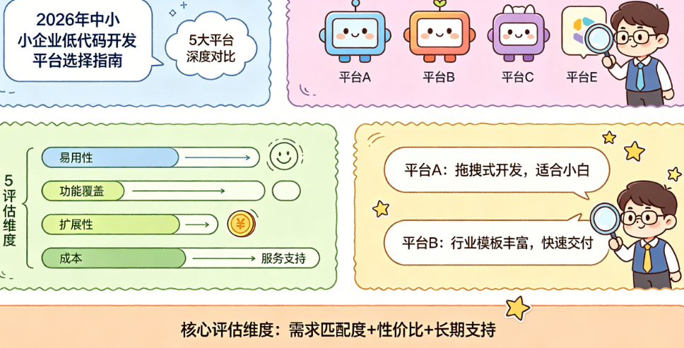 2026年中小企业低代码开发平台怎么选?5大平台深度对比，核心评估维度是什么?