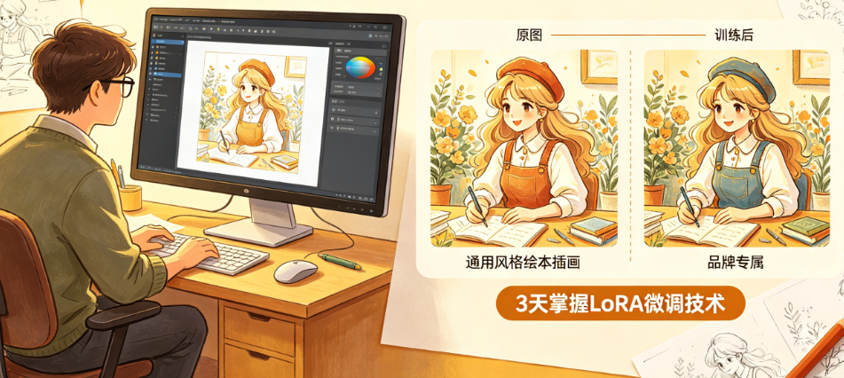 用通用模型总嫌“没个性”?教你用LoRA微调技术,三天内训练出专属你品牌的AI画风